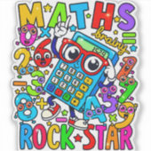 Wiskunde Rockster Sticker voor Kinderen NL (Voorkant)