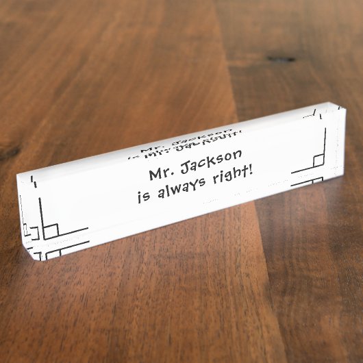 Wiskunde School leraar Funny Naambordje (Zijkant)