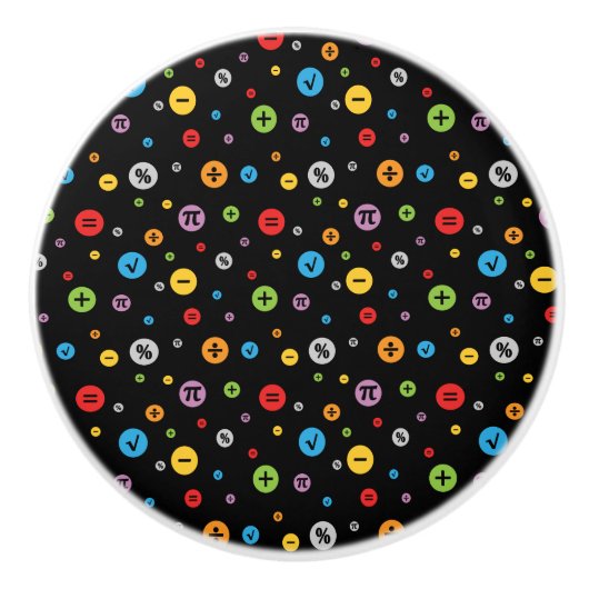 Wiskunde Symbolen in kleurrijk cirkelpatroon op zw Keramische Knop (Voorkant)