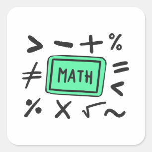 Wiskunde symbolen voor studenten en ouders vierkante sticker
