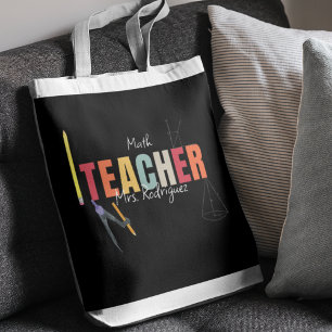 Wiskunde Teacher Custom Zwart Tote Bag