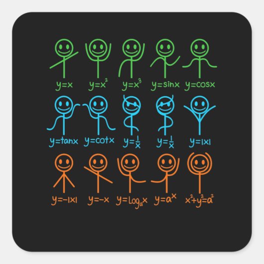 Wiskunde Teacher Dance vergelijking Mathematisch W Vierkante Sticker (Voorkant)