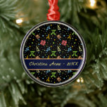 Wiskunde Teacher - Mathematics Symbols Pattern Met Metalen Ornament<br><div class="desc">Kleurrijke wiskunde instrumentgereedschappen,  symbolen,  stippen en stersprinkles maken een eenvoudig,  minimalistisch patroon voor wiskunde leraren. > Schattige voor wiskunde leraar waardering,  data geek,  college ingenieur lab instructeur,  computer programmeur. > Personaliseer het! Voeg een aangepaste naam,  foto of tekst toe.</div>