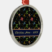 Wiskunde Teacher - Mathematics Symbols Pattern Met Metalen Ornament (Rechts)