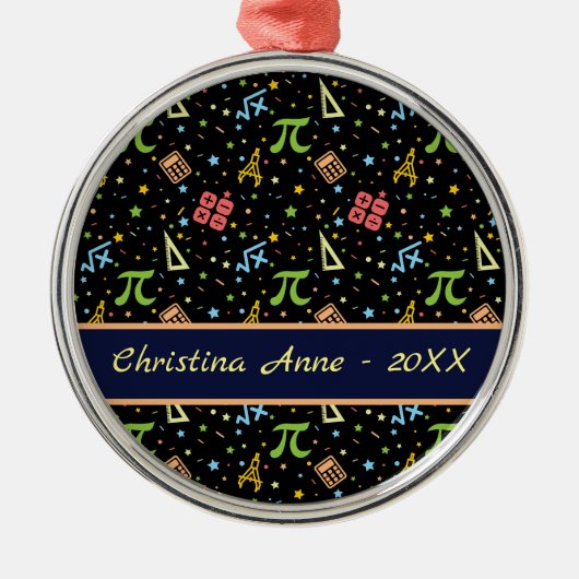 Wiskunde Teacher - Mathematics Symbols Pattern Met Metalen Ornament (Voorkant)