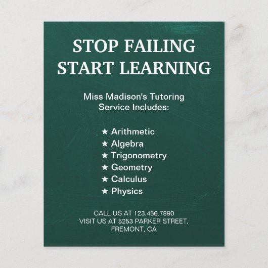 Wiskunde Tiller Flyer (Achterkant)