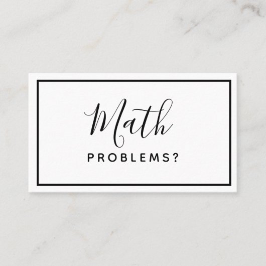 Wiskunde Tiller - Minimalistisch eenvoudig Visitek Visitekaartje (Voorkant)