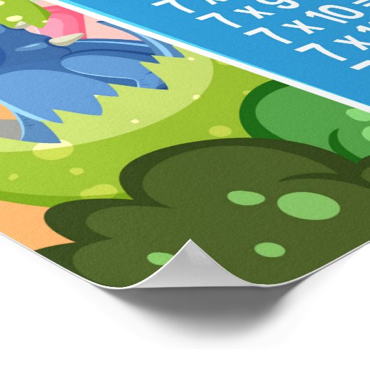 Wiskunde Times Tabellen Leuke Dinosaurus Educatief Poster (Hoek)