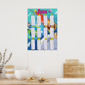 Wiskunde Toevoegingstabellen Educatief Leuke Astro Poster (Keuken)
