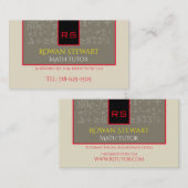 Wiskunde  Tutor 3,5 x 2,0-inch Visitekaartje (Voorkant / Achterkant)