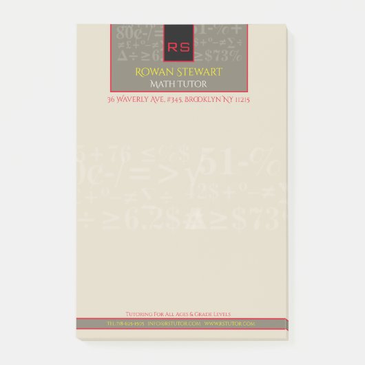 Wiskunde Tutor Notities Post-it® Notes (Voorkant)