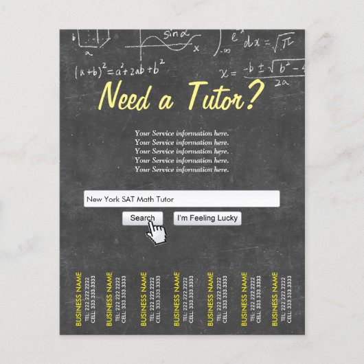 Wiskunde Tutor Professionele Chalkboard Search Bar Flyer (Voorkant)