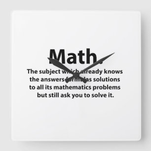 Wiskunde typografie Funny Math Vierkante Klok