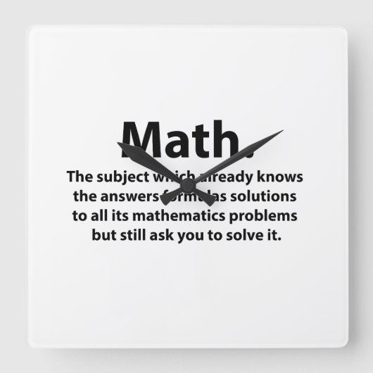 Wiskunde typografie Funny Math Vierkante Klok (Voorkant)