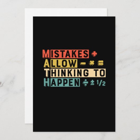 Wiskunde van wiskunde leraar die denkt dat er iets feestdagenkaart (Voorkant / Achterkant)