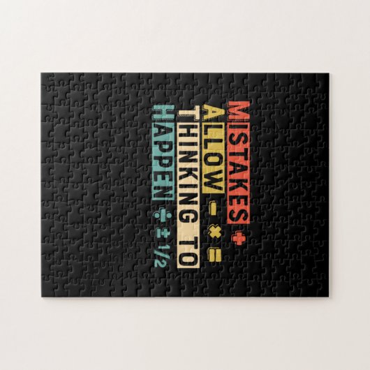 Wiskunde van wiskunde leraar die denkt dat er iets legpuzzel (Horizontaal)