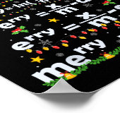 Wiskunde vergelijking Merry X-mas Funny Wiskunde T Poster (Hoek)