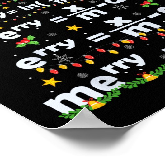 Wiskunde vergelijking Merry X-mas Funny Wiskunde T Poster (Hoek)