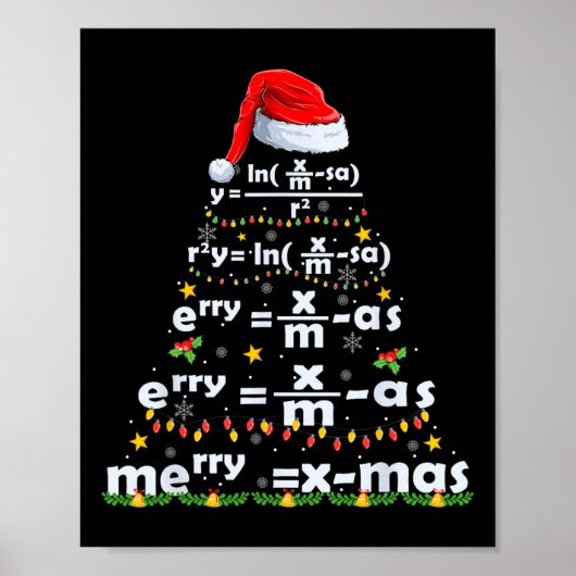 Wiskunde vergelijking Merry X-mas Funny Wiskunde T Poster (Voorkant)