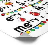 Wiskunde vergelijking Merry X-mas Funny Wiskunde T Poster (Hoek)