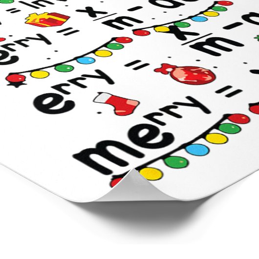 Wiskunde vergelijking Merry X-mas Funny Wiskunde T Poster (Hoek)