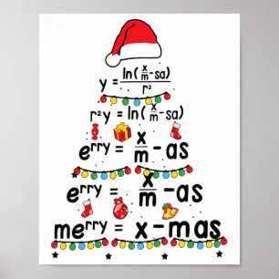 Wiskunde vergelijking Merry X-mas Funny Wiskunde T Poster