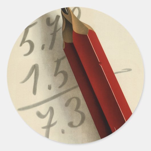 Wiskunde Vergelijking met Rood Potlood,  Business Ronde Sticker (Voorkant)