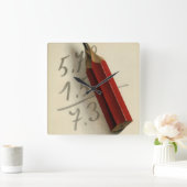 Wiskunde Vergelijking met Rood Potlood,  Business Vierkante Klok (Huis)