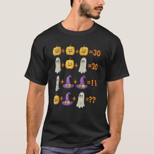 Wiskunde vergelijking pomkin Ghost Witch Bat Hallo T-shirt (Voorkant)