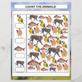 Wiskunde Werkblad Count the Animals & Vehicles Kin (Voorkant)