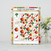 Wiskunde werkblad tellen de groenten & fruit kinde (Staand voorkant)