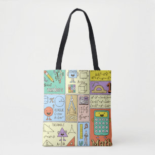 Wiskunde wetenschap, kleurrijke banners. tote bag