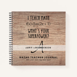 Wiskunde Wiskunden Docent Monogram Journal Notitieboek