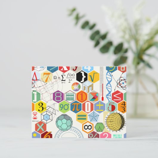 Wiskunde (wit) briefkaart (Staand voorkant)