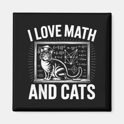 Wiskundekattenliefhebber Funny Math Leraar Ik hou Magneet (Voorkant)