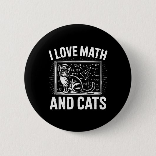 Wiskundekattenliefhebber Funny Math Leraar Ik hou  Ronde Button 5,7 Cm (Voorkant)