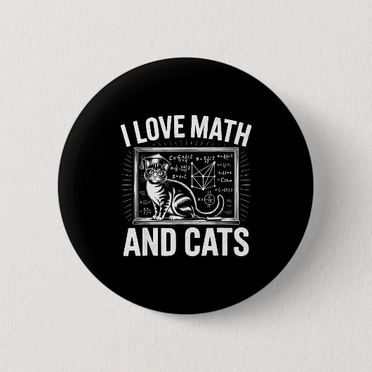 Wiskundekattenliefhebber Funny Math Leraar Ik hou Ronde Button 5,7 Cm (Voorkant)
