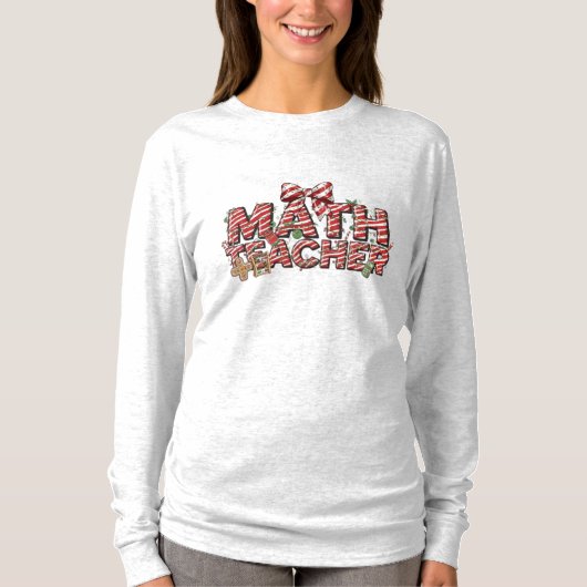 Wiskundeleraar Kerst Lang T-shirt (Voorkant)
