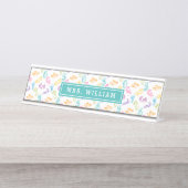 Wiskundeleraar Naam Schattige Cijfers Patroon Bureau Naambordje (Voorkant)