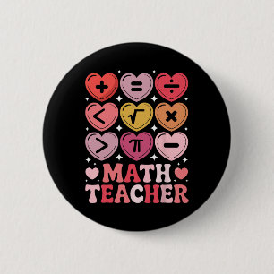 Wiskundeleraar Valentijnsdag wiskundige operatiesy Ronde Button 5,7 Cm