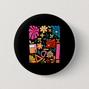 Wiskundeleraar Wiskunde Pi-dag Boho Bloemige Rug T Ronde Button 5,7 Cm