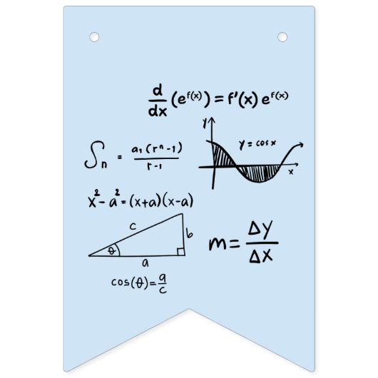 wiskundeles | Zwart en pastelblauw decor Vlaggetjes (Derde vlag)