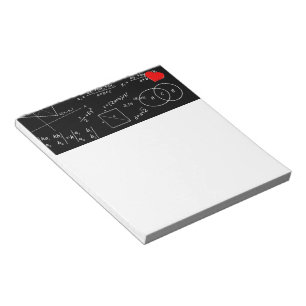 Wiskundeschriftbord met 3D lief rood hart Notitieblok