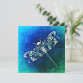Wiskundige dragonfly Line Drager Tattoo Art Flat Kaart (Staand voorkant)