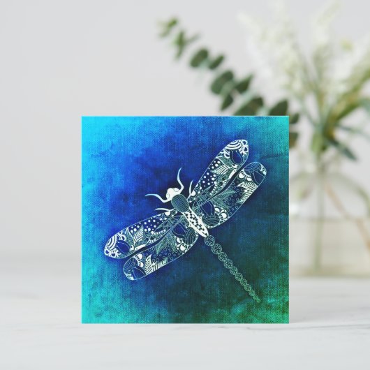 Wiskundige dragonfly Line Drager Tattoo Art Flat Kaart (Staand voorkant)