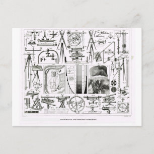 Wiskundige en meetinstrumenten briefkaart