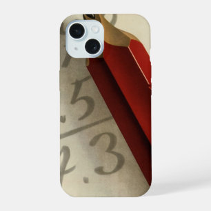 Wiskundige vergelijking met rode potlood, vintage  iPhone 15 case