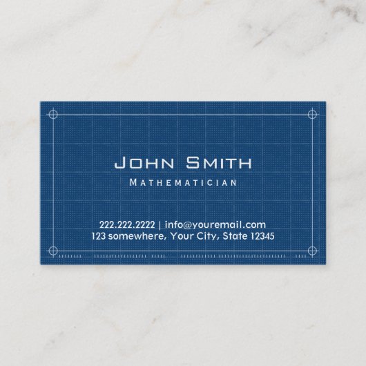 Wiskundigen Professionele Blauwdruk Visitekaartje (Voorkant)