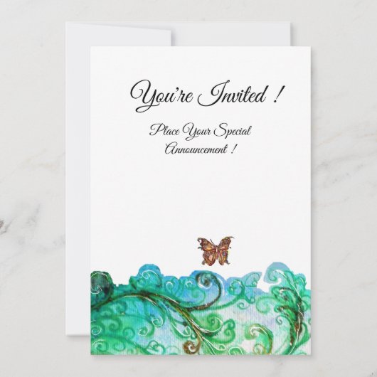 WISPELTURIGE GROENE KRULLEN HART BLOEMEN MONOGRAM KAART (Achterkant)