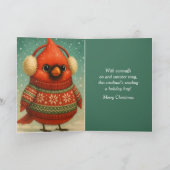 Wispelturige Kardinaal in Oorbeschermers Kerstmis Kaart (Binnen)